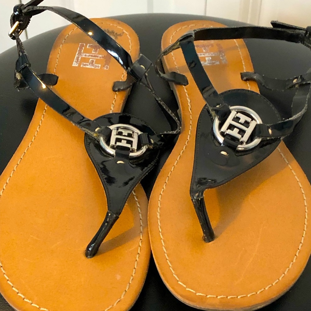 Tommy Hilfiger black sandals. Size 8